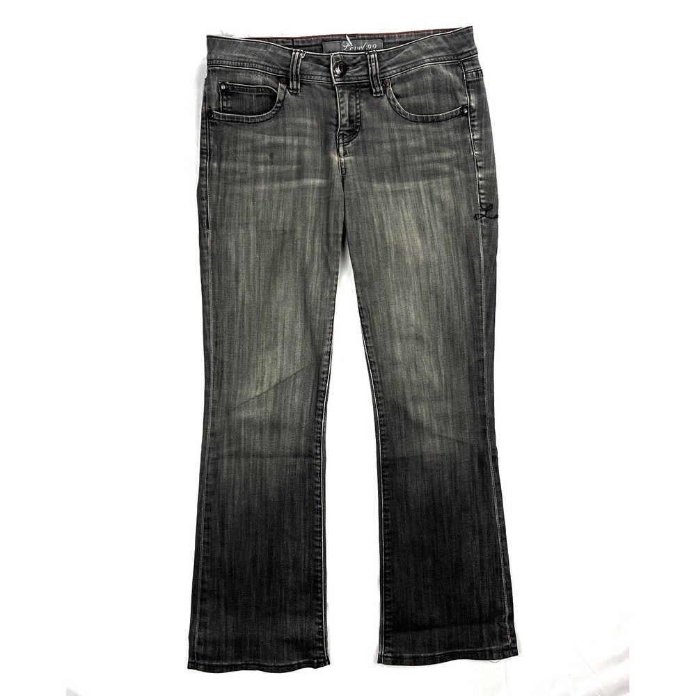 Level 99 Womens Black Stretch Denim Flared Jeans 5-Pocket Pants Size 26
